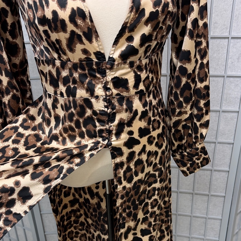 Mable, Chic Animal Print V-Neck Dress, Size Large - Picture 10 of 13